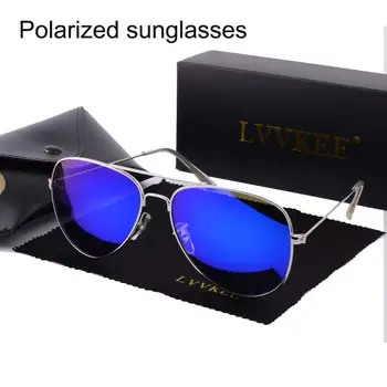Lvvkee Branduri de Designer Polarizat ochelari de soare Barbati 2020 femei conducere ochelari de soare uv400 pilot ochelari de Soare Retro albastru