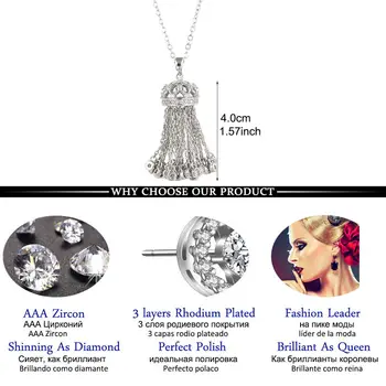 LXOEN de Moda Fierbinte Tassel Colier Lung cu Coroana Zirconiu Cubi Coliere Pentru Femei 2017 Declarație de Bijuterii de Cristal collares