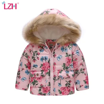 LZH 2021 Vânzare Fierbinte Toamna Iarna Imprimare de Moda Flori Sacou Cald Gros Copii Tineri Fete Haine Copii, articole de Îmbrăcăminte exterioară Strat 2-6