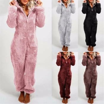 Lână De Pluș Sleepwear Toamna Iarna Femei Maneca Lunga, Hanorace, Îmbrăcăminte De Noapte, Pijamale-O Singură Bucată De Catifea Cald Pijamale, Salopete