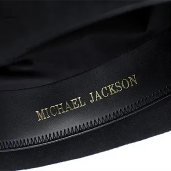 Lână Nouă Michael Jackson Fedoras Dans Concert Fedoras Clasic Negru Solid Margine Largă De Jazz Domn Pălărie