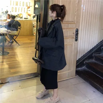 Lână sacou femei de mijloc lungi de toamnă și de iarnă nou versiunea coreeană de primăvară pierde Hepburn stil de haină de lână