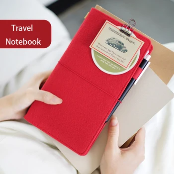 Lână Simțit Acoperi Călător Notebook Jurnal de Călătorie Jurnal Notepad Planificator de Memo-uri Notebook-uri Cadouri Gratuit Litere Embosse