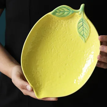 Lămâie în formă de placă ceramică farfurie farfurie farfurie, castron de orez drăguț castron uz casnic, tacamuri personalizate creative placa de micul dejun
