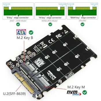 M. 2 SSD-ul pentru a U. 2 Adaptor 2 în 1 M. 2 NVMe SATA-Bus unitati solid state SSD PCI-e U. 2 SFF-8639 PCIe M2 Adaptor Convertor pentru Calculatoare Desktop