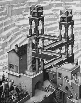 M C Escher Iluzie Optică Desen 2 Pânză De Mătase Poster De Arta Decorare Dormitor