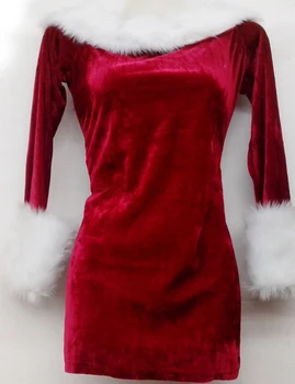 M-XXL Înaltă Calitate, Sexy Catifea Roșie de Crăciun Costume Femei Crăciun Rochie de Petrecere Adult Mos craciun Uniformă