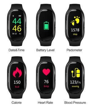 M1 cele mai Noi 2 In 1 AI Ceas Inteligent Cu Bluetooth Casti Monitor de Ritm Cardiac Inteligent Bratara Lungă perioadă de Timp de Așteptare Ceas Sport Barbati