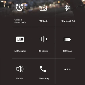 M1 fără Fir Bluetooth Boxe cu LED Oglinda Display Pisică Ureche Design Portabil Difuzor Radio FM Ceas Deșteptător Suport TF Card
