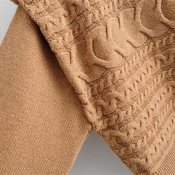 Ma & go femeii pulover nou gât rotund maneca lunga rib fir gros tricotat decorative despicare pulover în toamna și iarna