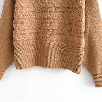 Ma & go femeii pulover nou gât rotund maneca lunga rib fir gros tricotat decorative despicare pulover în toamna și iarna
