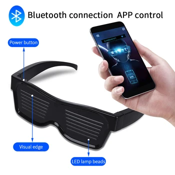 Magic Bluetooth Ochelari Luminoase APLICAȚIE de Control cu Led-uri de Partid Ochelari Scut de Încărcare USB DIY Aplicație de Control Multi-lingual Rapidă Led Flash
