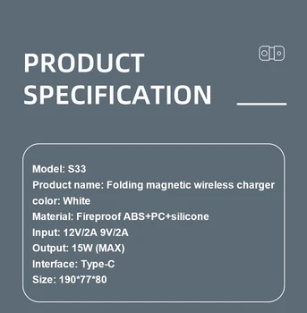 Magnetic MgaSafing Wireless Duo-Încărcător Pentru iPhone 12 /Pro/Pro Max/Mini 15W Magnetic MagSave Rapid Încărcător Wireless Cu Cablu