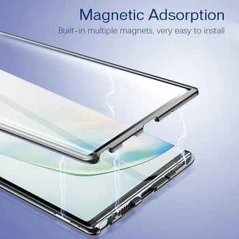 Magnetic Sticla Caz pentru Samsung Galaxy Nota 10 Plus Caz de Metal Bara Antișoc Coajă de Protecție pentru Samsung Nota 10