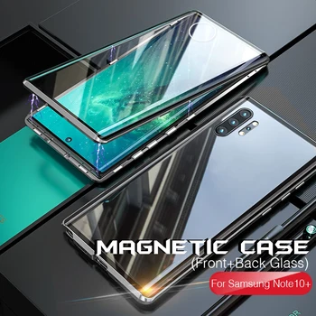 Magnetic Sticla Caz pentru Samsung Galaxy Nota 10 Plus Caz de Metal Bara Antișoc Coajă de Protecție pentru Samsung Nota 10