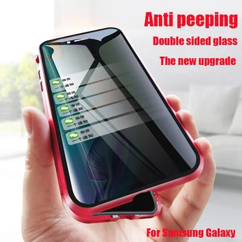 Magnetic Sticla de Confidențialitate Caz de Metal Pentru Samsung S8 S9 S10 S20u S20 Plus Coque 360 Magnet Pentru Samsung Note 8 9 10 + caz