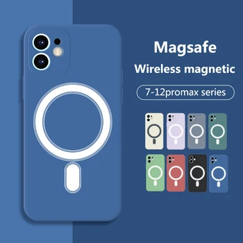 Magnetice de Caz Pentru iPhone 11 Pro Max 8 X XR XS Max de Încărcare Wireless Magnet Cover Pentru iPhone 12 Pro Max Mini Silicon Moale Fundas
