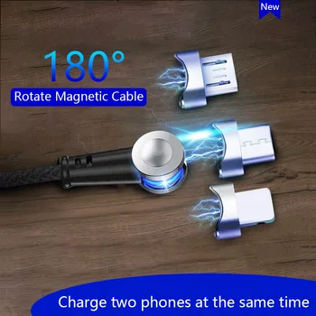 Magnetice Micro USB de Tip C Cablu 3A Încărcare Rapidă Pentru iPhone, Samsung, Xiaomi 10 9 Telefon Mobil USB C Cablu 360 ° +180 ° Rotație Sârmă