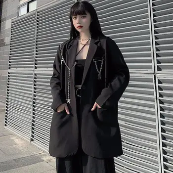 MAGOGO Noi Punk Funcția de Vânt Negru Sacou Costum Rece Vrac se potrivi Harajuku BF Prajit Strada Gotic Sus