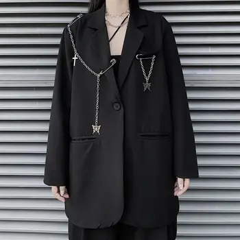 MAGOGO Noi Punk Funcția de Vânt Negru Sacou Costum Rece Vrac se potrivi Harajuku BF Prajit Strada Gotic Sus