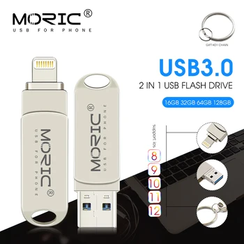Mai nou 2 in 1 Moric Stick USB de cel memoria usb pentru ios Unitate Flash USB Pen Drive 64gb 16 32 128 256GB USB 3.0 OTG pentru iPhone