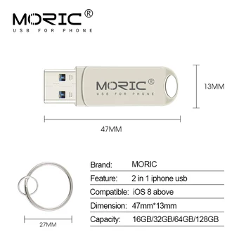 Mai nou 2 in 1 Moric Stick USB de cel memoria usb pentru ios Unitate Flash USB Pen Drive 64gb 16 32 128 256GB USB 3.0 OTG pentru iPhone