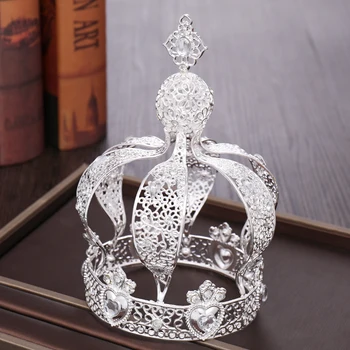Mai Nou Regina King Tiara Și Coroana De Argint De Culoare Aur Nunta Accesorii De Par Pentru Femei Mireasa Negru Inima De Cristal De Păr Bijuterii