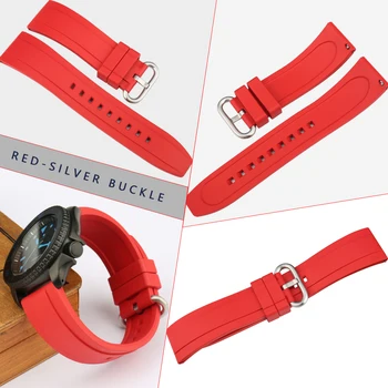 MAIKES Roșu de Cauciuc Fluor Ceas Curea 20mm 22mm Femei Barbati Sport rezistent la apa Eliberare Rapidă de Primăvară Bar Watchband