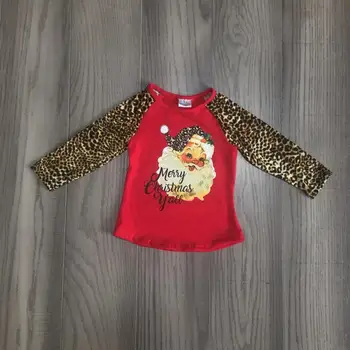 Mama fiica haine fete de crăciun tricou moș crăciun de imprimare de top fata de copil red haine cu leopard mama și fiica haine