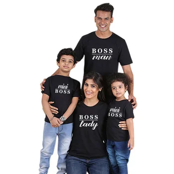 Mama Și Mi-a Arata T-shirt Familie de Potrivire Haine Oufits Tatăl și Fiul cu Mama și Fiica Mini Boss Barbati Imprimare Mama Tata Copil de Îmbrăcăminte