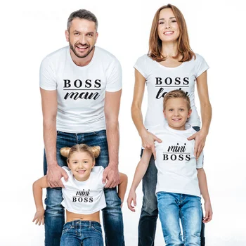 Mama Și Mi-a Arata T-shirt Familie de Potrivire Haine Oufits Tatăl și Fiul cu Mama și Fiica Mini Boss Barbati Imprimare Mama Tata Copil de Îmbrăcăminte