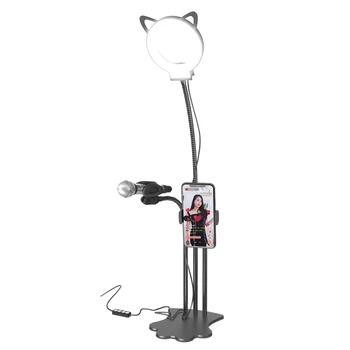 MAMEN Pisica Selfie Inel de Lumină LED-uri Video Studio Estompat Fotografie de Iluminat Foto Pentru Youtube Cu Microfon Suport de Telefon Trepied