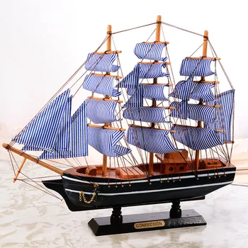 Manual Mediteraneene, Lemn De Corabie Stil De Decorațiuni Sculptate Nautice Barcă Cu Pânze Din Lemn Model Suveniruri Cadou De Ziua Jucărie