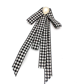 Manual papion moda si elegant houndstooth alb și negru grilaj personalizate tricou rochie arc panglică decor