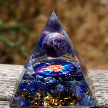 Manual Piramida Joasa 60mm Ametist Sfere de Cristal & Blue Quartz Piramide Orgonice Energie Reiki de Vindecare Meditație