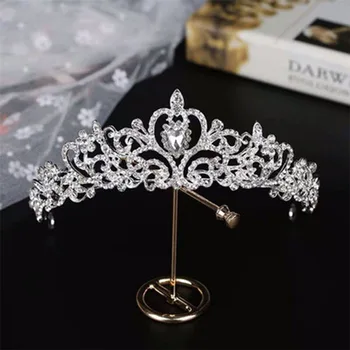Manual stras Tiara Printesa Coroana de Păr de nunta, Accesorii de mireasa Stras Margele benzi Diademă de bijuterii Cadou