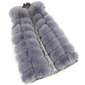 Maomoakong naturale reale de blană de vulpe blană Complet haină de blană de vulpe 90CM mult timp la modă jacheta de Iarna pentru femei cu jacheta Blana vesta fata de piele