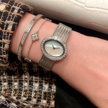 Marca P cuarț ceas oval cu logo-ul privit white pearl black pearl green pearl fata ceas de înaltă calitate încheietura mâinii pentru femeie