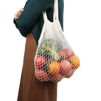 Mare De Bumbac Pur Recipienti Din Plastic Pungi De Cumpărături Supermarket Legume Și Fructe Net Geantă De Cumpărături Femei Cumpărături Plasă De Stocare Geantă De Mână
