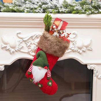 Mare De Crăciun Ciorapi Tricotate Fără Chip Santa Gnome Papusa Ciorap De Crăciun Bomboane Sac De Cadouri De Crăciun Copac Pandantiv Anul Nou Decor Acasă