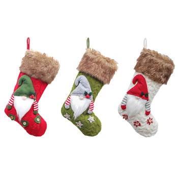 Mare De Crăciun Ciorapi Tricotate Fără Chip Santa Gnome Papusa Ciorap De Crăciun Bomboane Sac De Cadouri De Crăciun Copac Pandantiv Anul Nou Decor Acasă