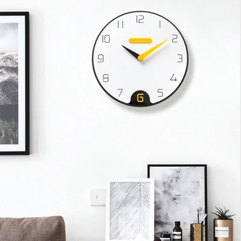 Mare Design Modern Personalitate Tăcut Ceasuri Home Decor Nordic Ceas De Perete Digital Numărul Minimalist Cuarț Dormitor Galben
