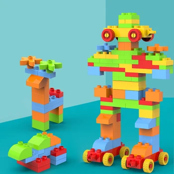 Mare Dimensiune a Particulelor Acoperis Blocuri Compatibil LegoINGlys Duploed Tren robot Blocuri de Cărămidă Jucarii Pentru Copii