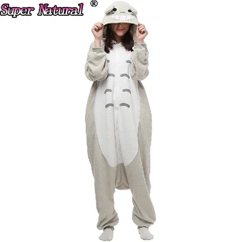 Mare La Vanzare Material De Lână Femei Bărbați Animal Totoro Albastru Măgar Kigurumi Pijamale Pijamale Cosplay Costum Cu Gluga Sleepwear