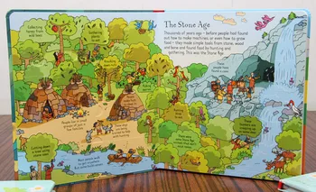 Marea britanie engleză 3D Uită-te în interiorul epoca de Piatră carte cu poze Educație copii de lectură pentru copii, cu peste 70 de clape pentru a ridica hard cover