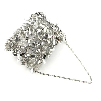 Margele lanțuri Geanta de Umar Femei Paiete Ambreiaj Pungă mică de Argint Clapă sac de Moda de sex Feminin Ciucure Saci de Petrecere Genți de Seară