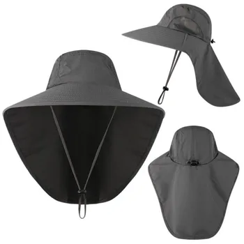 Margine largă de Pescuit Pălărie Cu Gât de Acoperire Uscare Rapida Protectie UV Pescari Palarie de Soare Reglabil Drumetii, Camping Bărbați Găleată Pălărie Capac