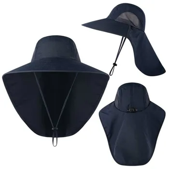Margine largă de Pescuit Pălărie Cu Gât de Acoperire Uscare Rapida Protectie UV Pescari Palarie de Soare Reglabil Drumetii, Camping Bărbați Găleată Pălărie Capac