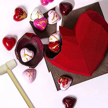 Mari Silicon Diamond Heart Tort Mucegai Scrisoare de Ciocolata Mucegai cu mini Ciocane de Lemn vas de Copt