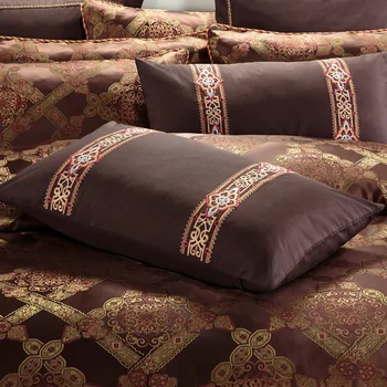 Maro Cafea jacquard set de lenjerie de Pat de Lux din bumbac pata de pat duvet cover regele regina dimensiunea pat set de foi de juego de cama linge de aprins
